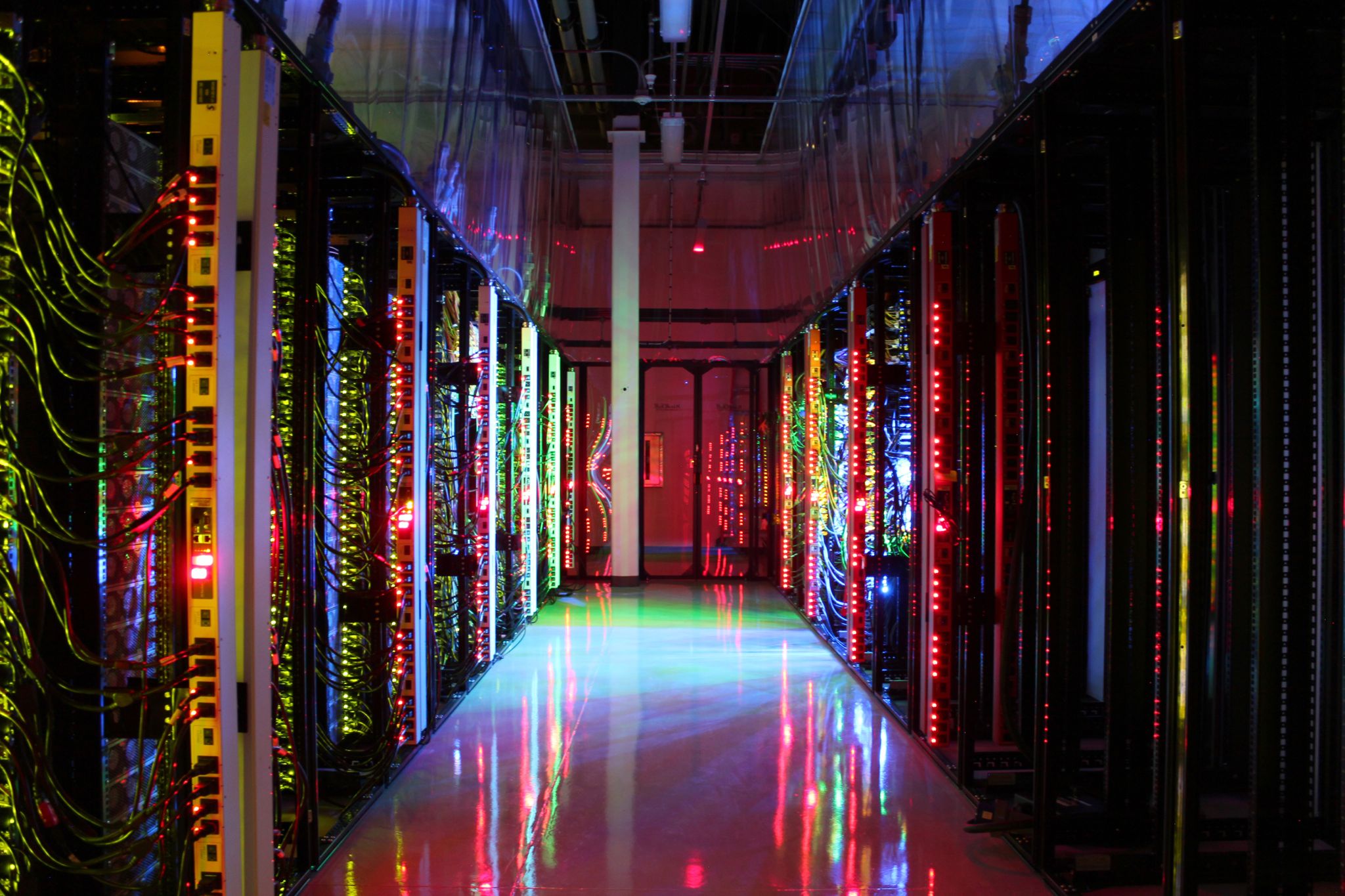 This is the Center for High Performance Computing's area in the University of Utah's Downtown Data Center. Photo by Sam Liston