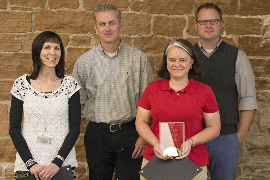 From left, nominees Robin Horton, Jason Moeller, Shellie Eide and Adam Howsley. Eide was selected the winner of the 2016-17 Kevin Taylor Service Award.