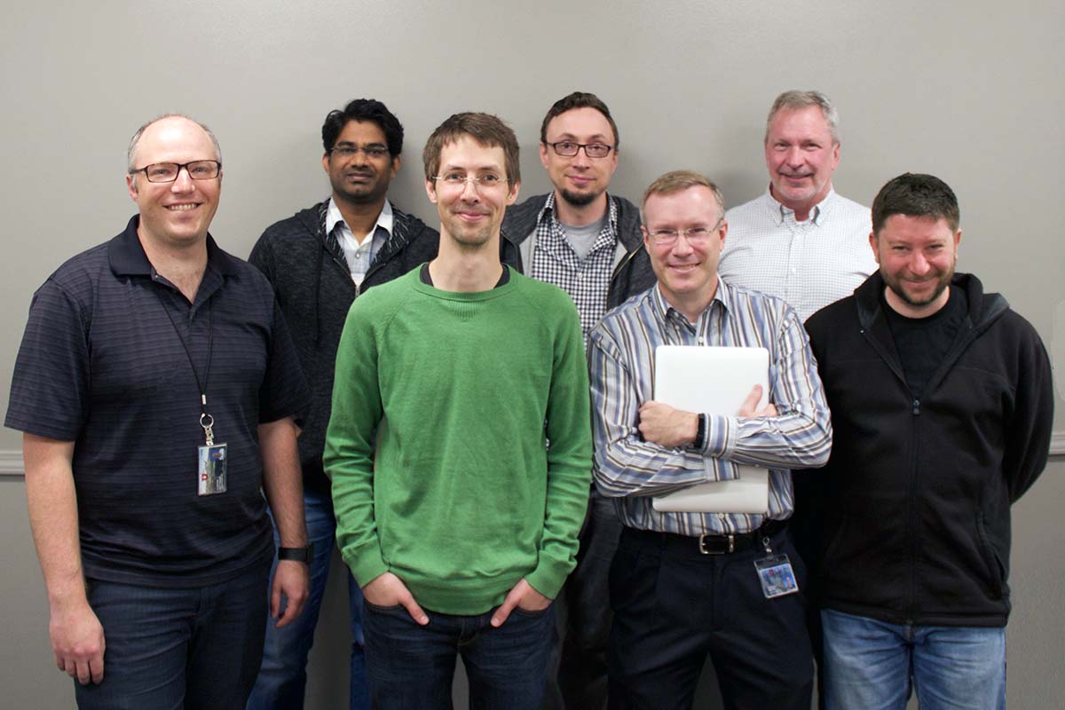 UIT's HR web development team, from left: Clinton Matthews, Srinivas Peddola, Matthew Edgren, Tadd Helquist, Doug Kenner, Gary Carter, and Geoff Anderson.