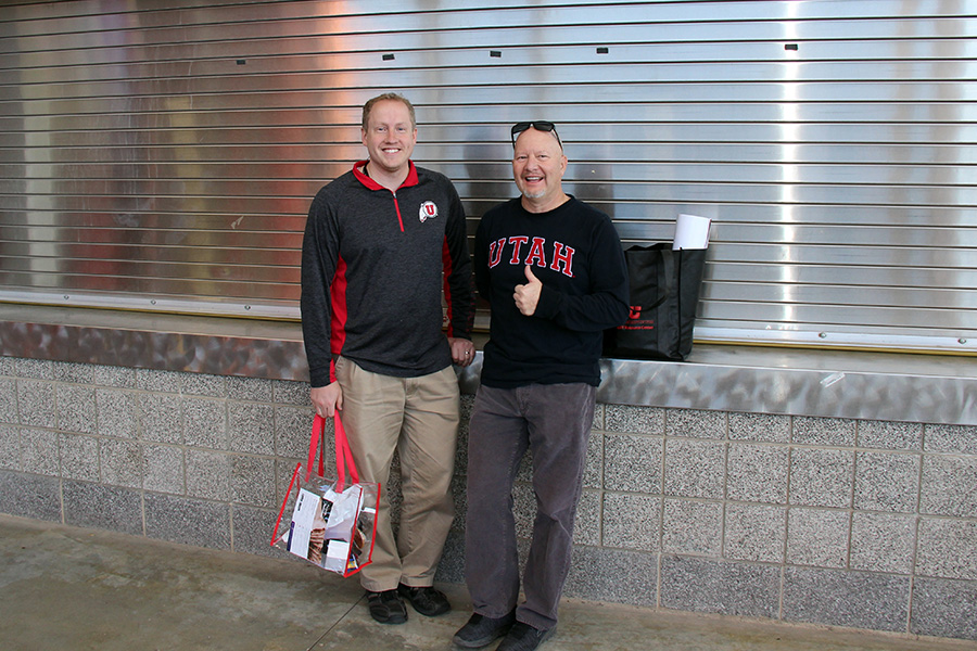 L-R: Jesse Booth, Campus Store/Auxiliary Services senior business systems analyst, and John Wardle, of UIT Network and Communications Infrastructure. 
