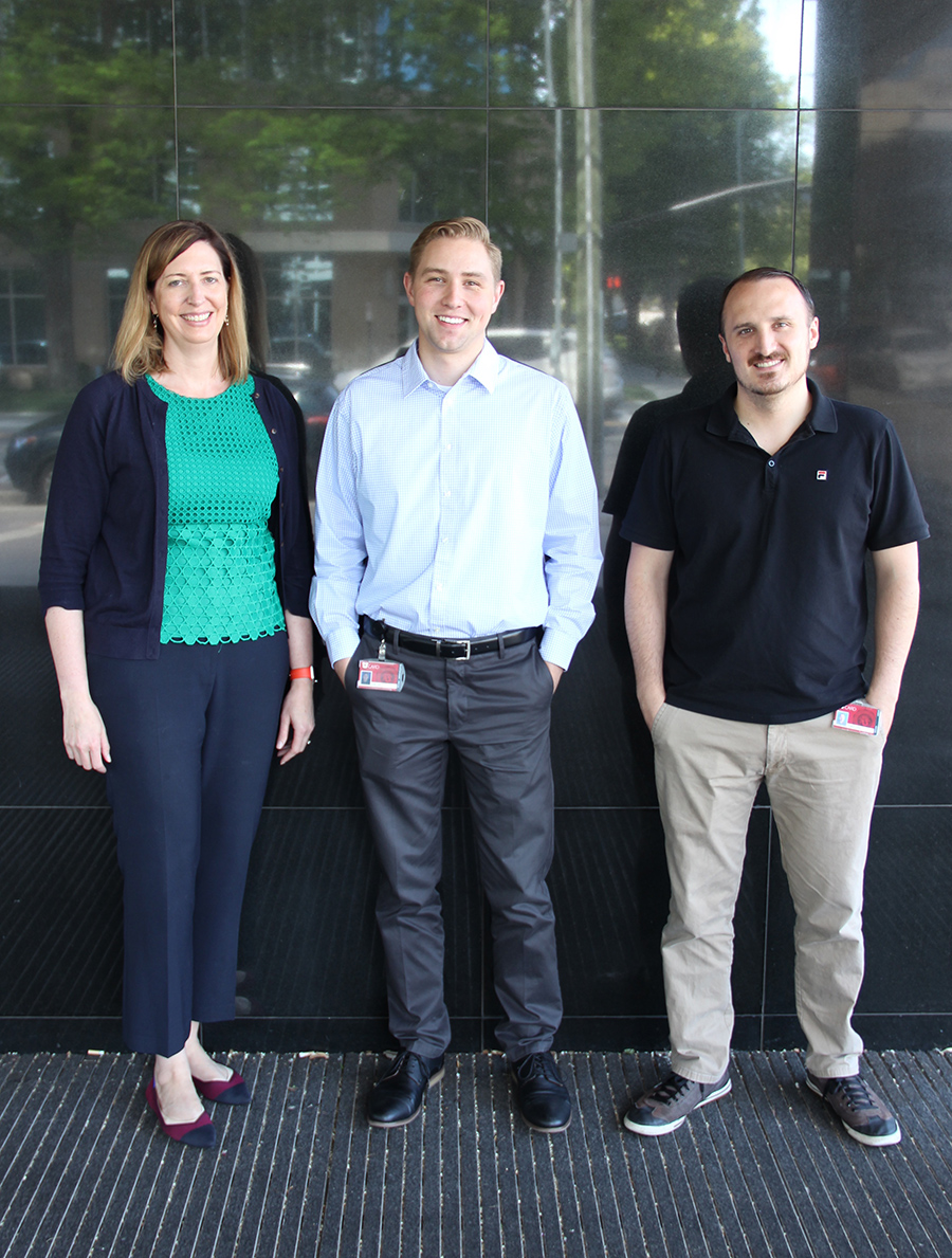 L-R: Stacy Ackerlind, director of the Office of Assessment, Evaluation, and Research (Student Affairs); Dane Luby, AER business systems analyst; and Tom Howa, associate director of UIT Business Intelligence.