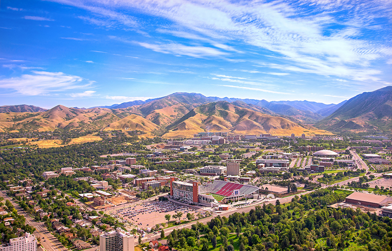 Aerial view of University of Utah campus [photo credit: UMC]