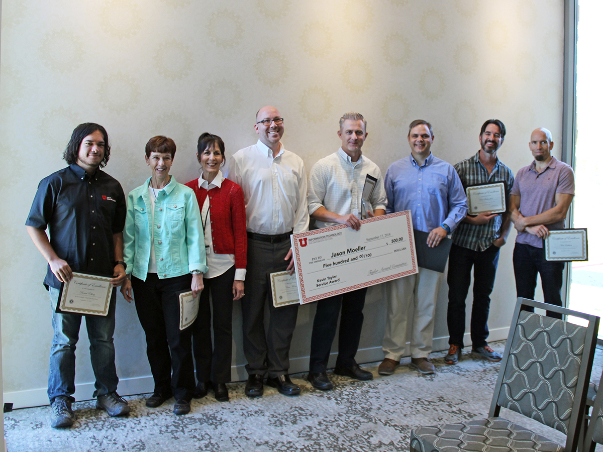 Kevin Taylor Service Award nominees, L-R: Danial Ebling, Judy Yeates, Robin Horton, Chris Moore, Jason Moeller, Robert Lake, Rob Birkinshaw, and Matt Leatham.