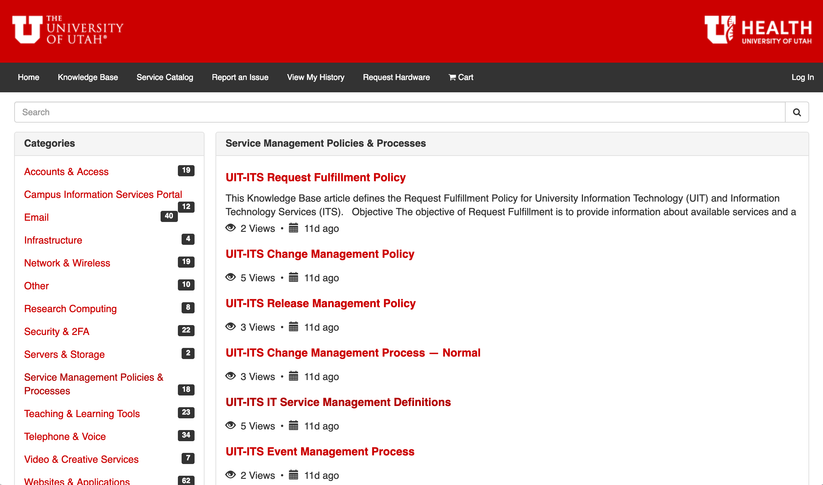 IT Service Management policy and process documents are now available in the public IT Knowledge Base.
