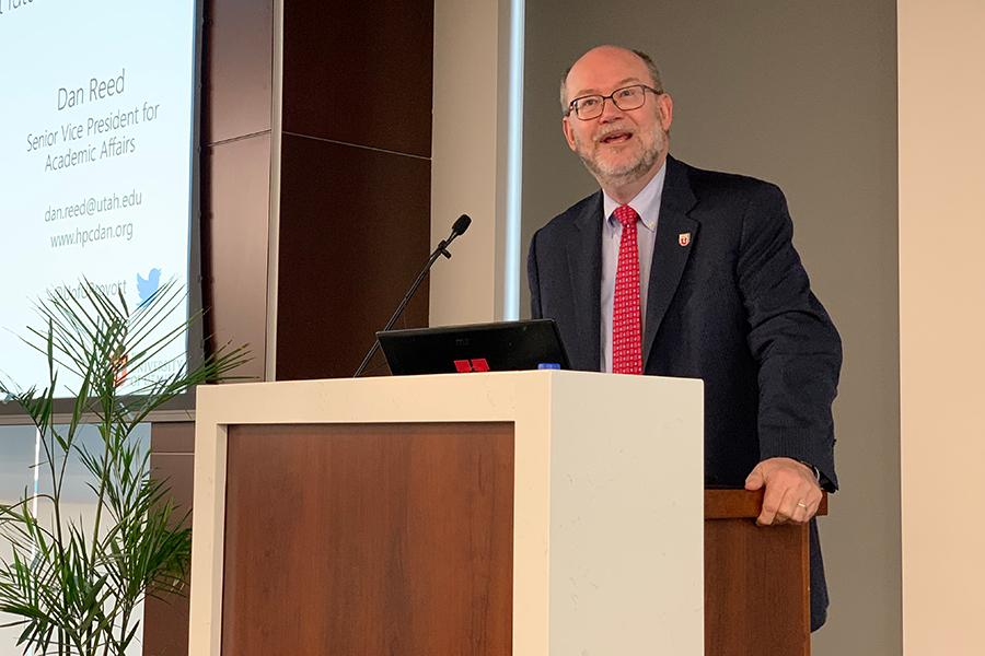 SVP Dan Reed speaks at the 50th anniversary celebration for ARPANET on October 7, 2019.