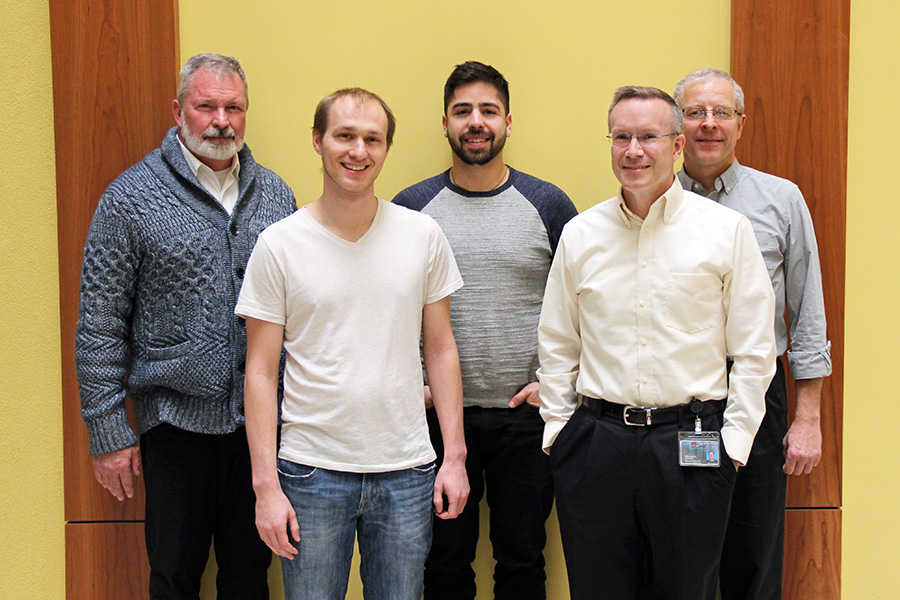 L-R: Gary Carter, associate director of Product Management/HR/Auxiliary; Shane Washburn, GIS software engineer; Brett Archuleta, GIS systems administrator and developer; Doug Kenner, HR/Auxiliary team manager; and Dan Thornley, associate director of Quality Assurance. Carter, Kenner, and Thornley are serving dual roles as UGIS product managers.