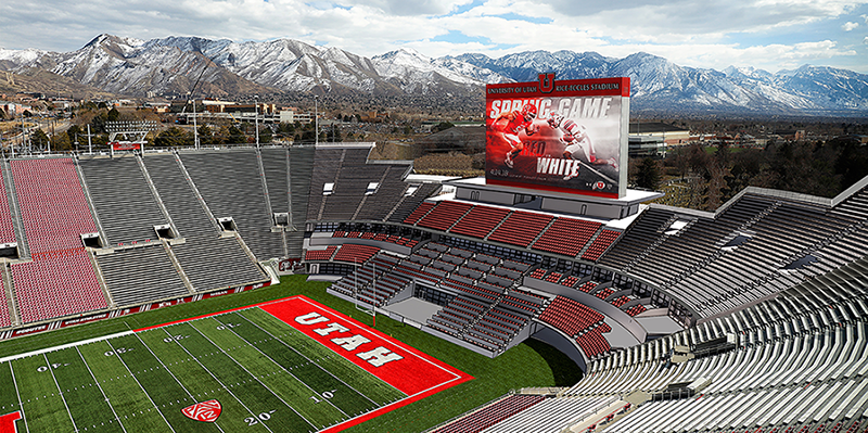 The Clark Building, which anchors the south end zone of Rice-Eccles Stadium, is scheduled to be replaced by start of school 2021 (illustration courtesy of VCBO Architecture and Populous).