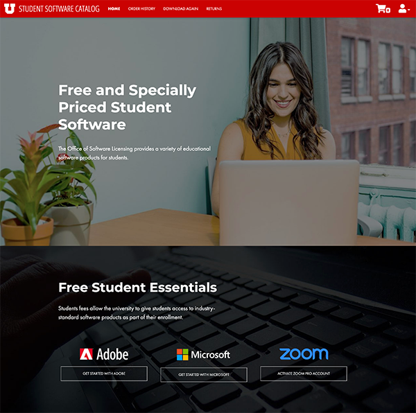 Student Software Catalog landing page