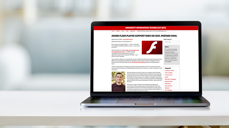 A story about the end of Adobe Flash Player support was the top-viewed Node 4 article in 2020