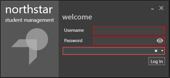 The login screen for the Northstar student management system.