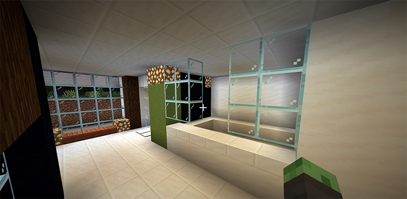 A Minecraft mock-up of the 102 Tower lobby.