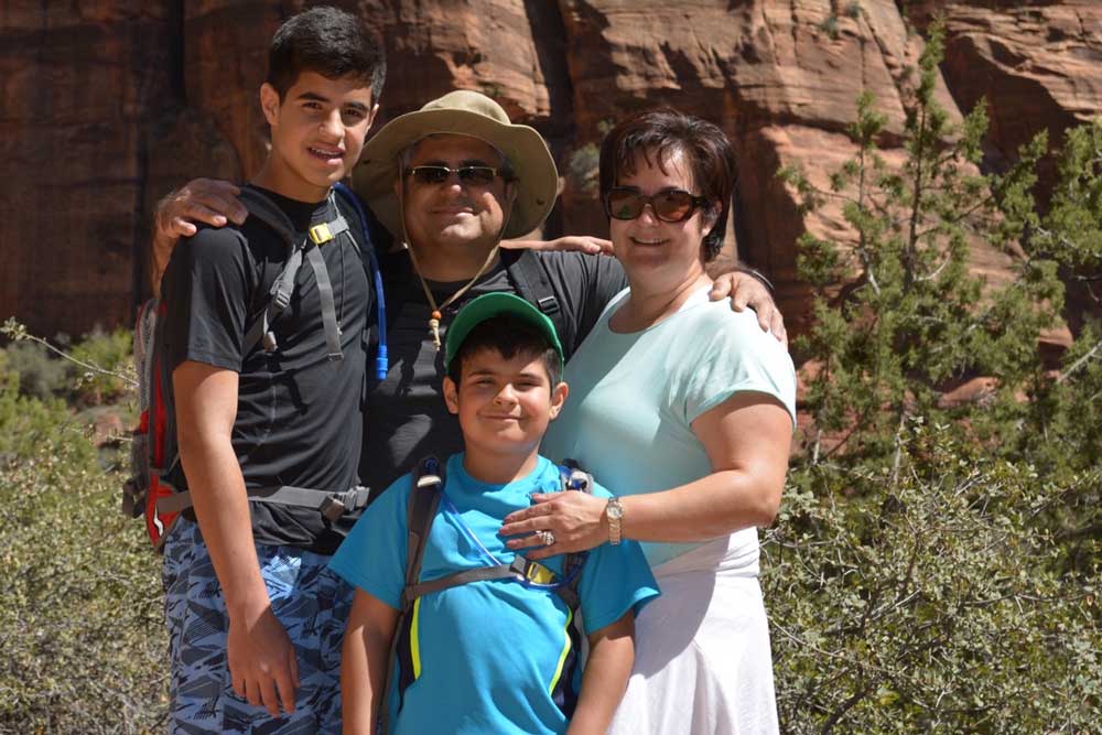 From left: Alex, Abraham, Nicole, and Eli Kololli at Zion National Park.