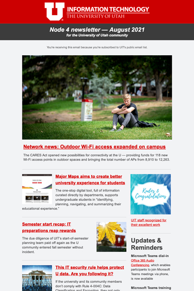 Monthly Node 4 newsletters are part of the email news service.