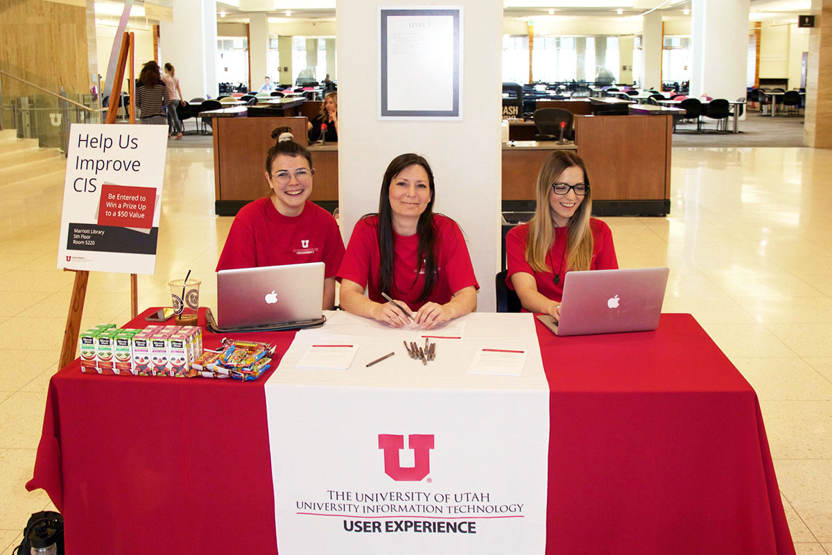USS staff, from left: Madeline Luke, student intern, Barb Iannucci, associate director of Content Management & Usability, and Alijana Kahriman, administrative officer.