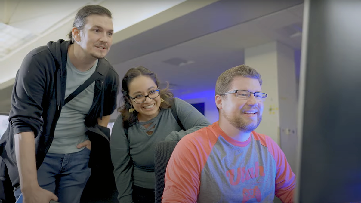 Bryan Buttars, right, a former student who studied game design at the U, appears in the streaming series “The College Tour.”
