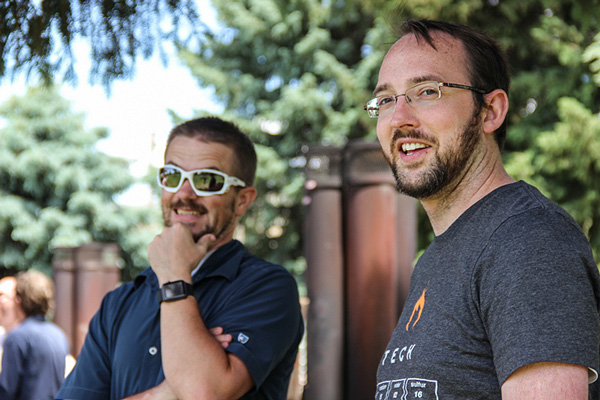 Brian Harris and Dan Gillen hang out during the 2015 UIT and ITP summer picnic.