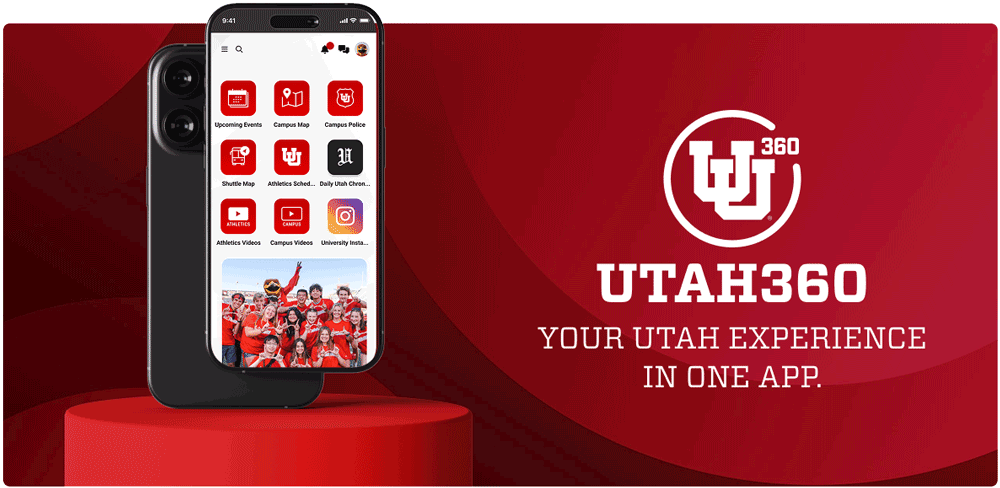 Screenshot of the Utah 360 app webpage banner, which includes an image of the app on a mobile phone. (Images courtesy of the Office of the Chief Operations Officer)
