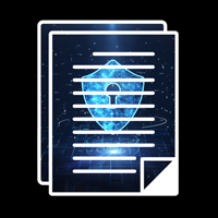 An illustration of a document with text overlayed on an image of glowing blue shield with a keyhole in the middle.
