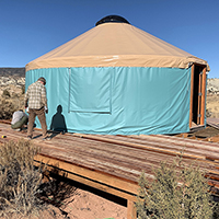 Earl Lewis' yurt in Vernal, Utah, sits atop a 30-square-foot deck his daughter helped him construct.