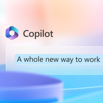 The Copilot logo above a translucent text box that reads, 