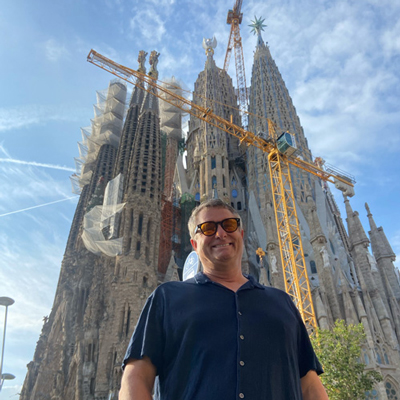 Allen in front of the Sagrada Família basilica in Barcelona, Spain. (Photo courtesy of Scott Allen)