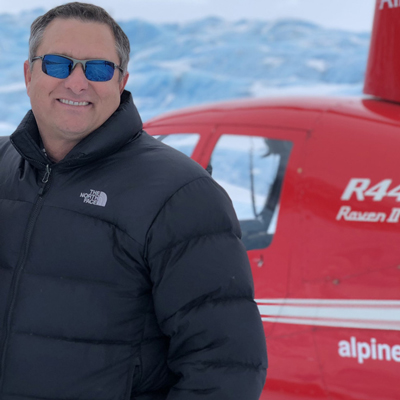 Allen took a red helicopter to Colony Glacier in the Chugach backcountry near Mount Gannett, Alaska. (Photo courtesy of Scott Allen)