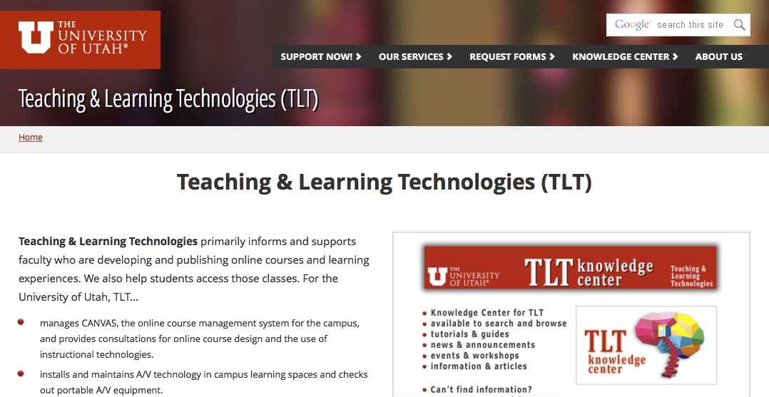Screenshot of new TLT website