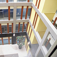 Looking down on the atrium from a fourth floor office.