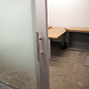 Some offices feature sliding glass doors.