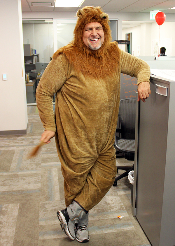 Kevin Buchnan, of the Project Management Office, dressed up as a lion for the 102 Tower Halloween festivities.