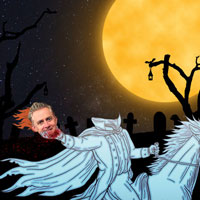 Larrisa Turner created this Halloween Zoom background, featuring Associate Director Jason Moeller.