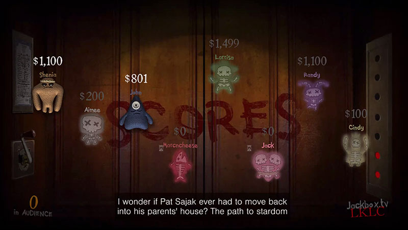 Players receive money for answering questions correctly in Trivia Murder Party. Those who answer incorrectly may die in the game.