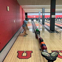 UIT employees bowl September 1, 2022, at the A. Ray Olpin Union bowling alley.