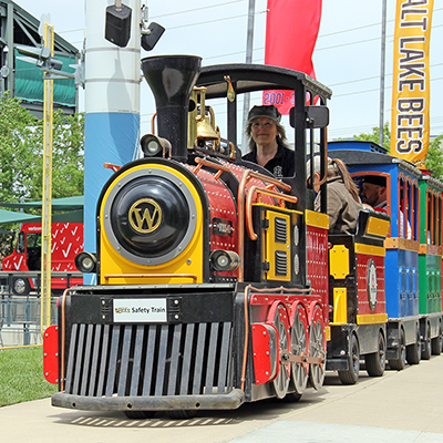 The children's safety train runs for free during home Bees games. 