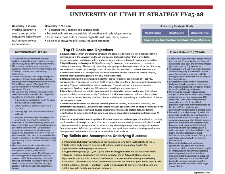 Image of page one of the campus IT strategic plan